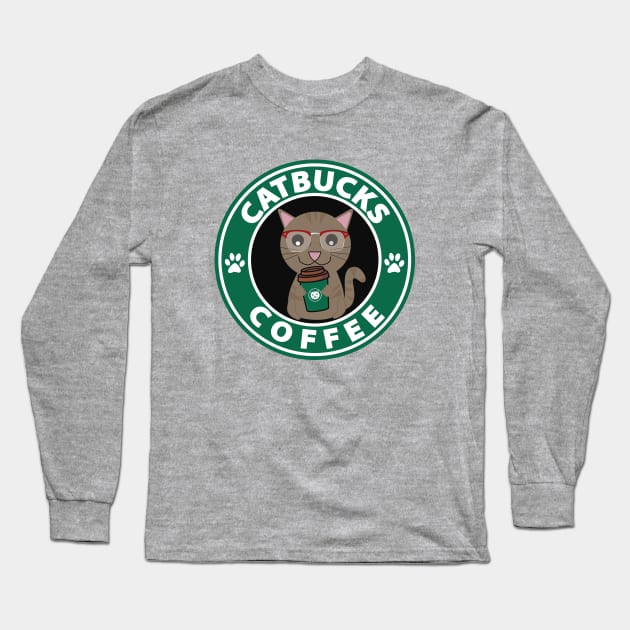 Catbucks Coffee Long Sleeve T-Shirt by DROLO